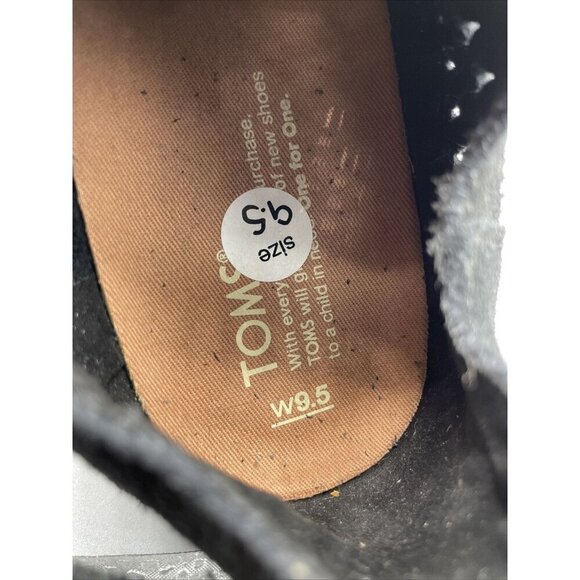 TOMS Black Suede Leather Lace Up Sneakers Women’s Shoes 9.5 Casual Comfort - Picture 5 of 8